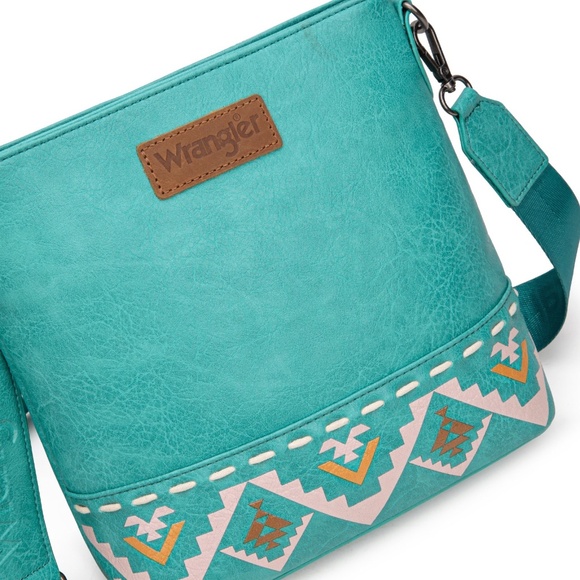 Wrangler Aztec Print Crossbody Bag Turquoise - Picture 2 of 4